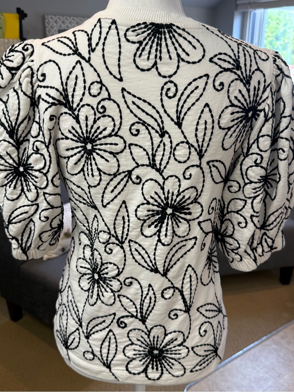 Maeve White Top with Black Floral Embroidery - Picture 6 of 9